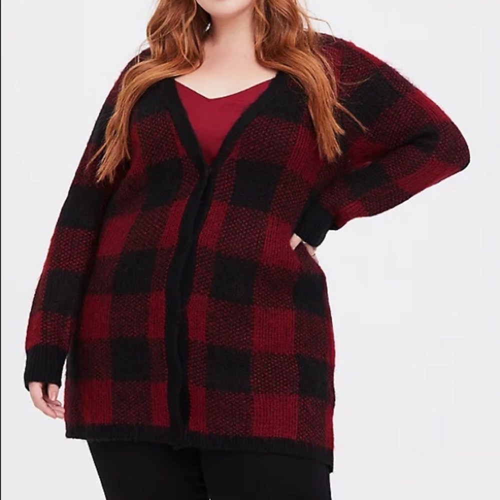 Torrid Plaid Cardigan Coat